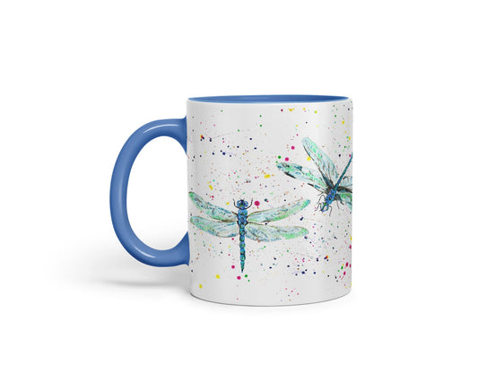 Vixar Dragonflies Dragonfly Insect Animals Watercolour Art Coloured Mug Cup Gift Birthday Work Office Tea Coffee