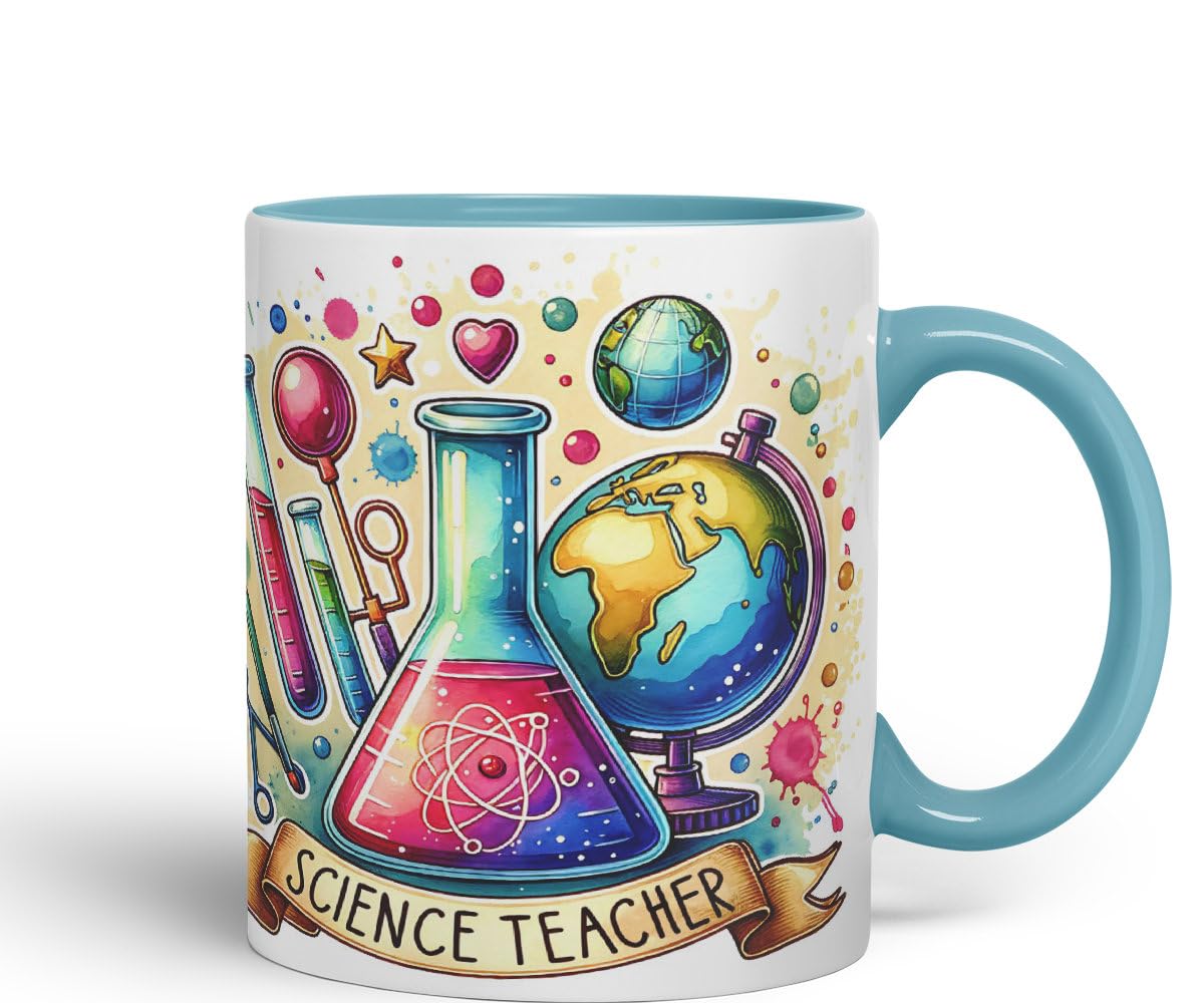 Vixar Science Teacher Teacher Mug Thank You, End of School Gift Ceramic Coloured Mug Cup for Tea Coffee Hot Brew 330ml 11Oz Gift