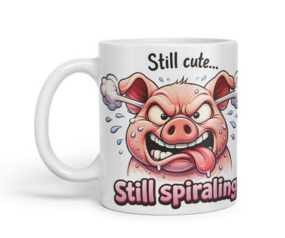 Vixar Still Cute Still Spiraling Funny Pig Mug – Coloured Ceramic Mug Cup Gift, 11oz (Black)