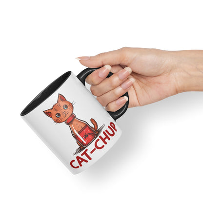 Cat-Chup, Cat Kitten Joke sarkasm Sarcastic Ceramic Coloured Mug Cup for Tea Coffee Hot Brew 330ml 11Oz Gift