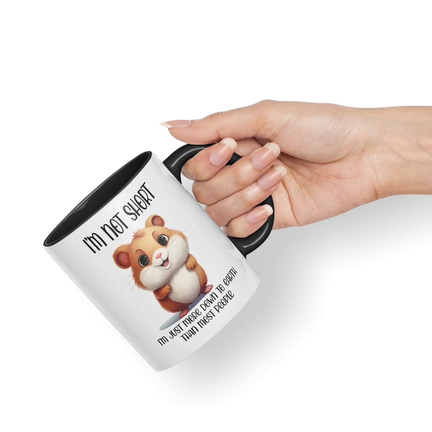 I'm Not Short, I'm just More Down to Earth Than Most People Hamster Joke sarkasm Sarcastic Ceramic Coloured Mug Cup for Tea Coffee Hot Brew 330ml 11Oz Gift