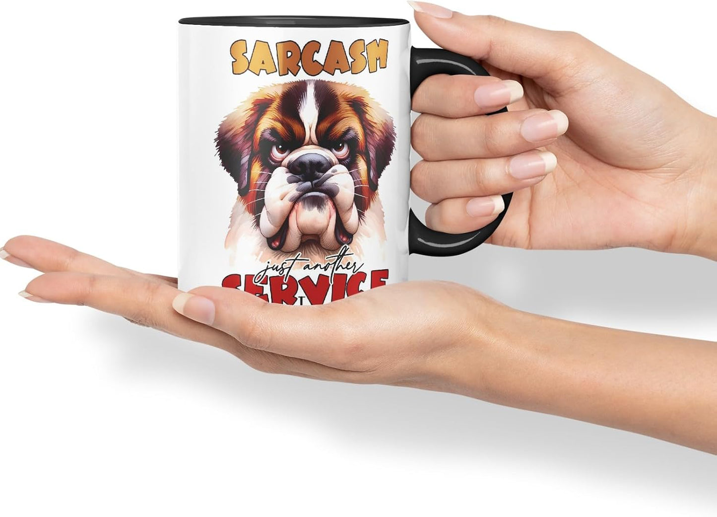 Vixar Sarcasm: Just Another Service I Offer Dog Coloured Ceramic Mug Cup 11oz Funny Sarcastic Gift (Black)