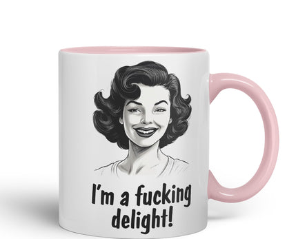 I'm a f.. Delight! Sarcastic Joke Ceramic Coloured Mug Cup for Tea Coffee Hot Brew 330ml 11Oz