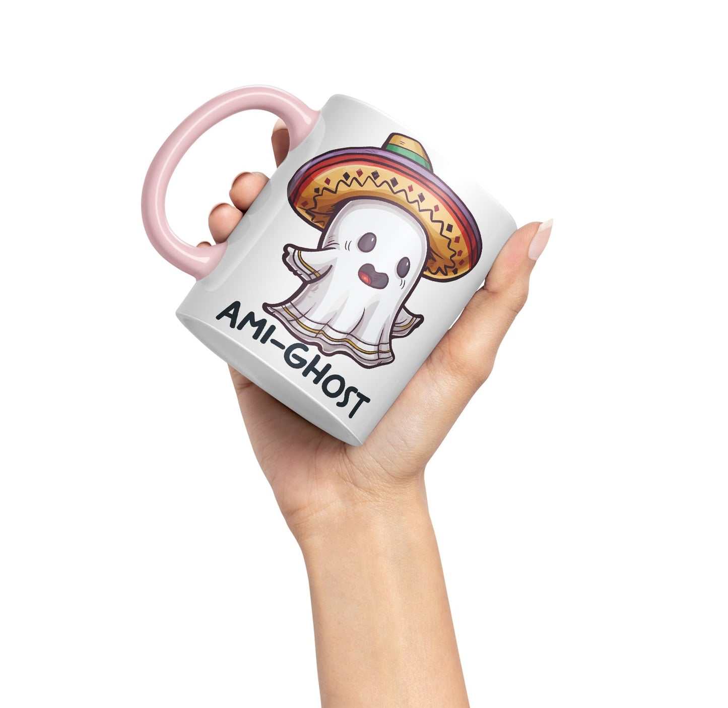 Ami-Ghost, Mexican hat Ghost Joke sarkasm Sarcastic Ceramic Coloured Mug Cup for Tea Coffee Hot Brew 330ml 11Oz Gift