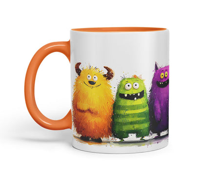 Vixar Funny Colourful Monsters Design – Coloured Ceramic Mug Cup Gift, 11oz (Black)