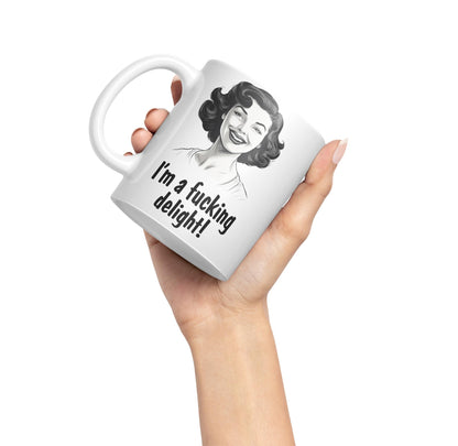 I'm a f.. Delight! Sarcastic Joke Ceramic Coloured Mug Cup for Tea Coffee Hot Brew 330ml 11Oz