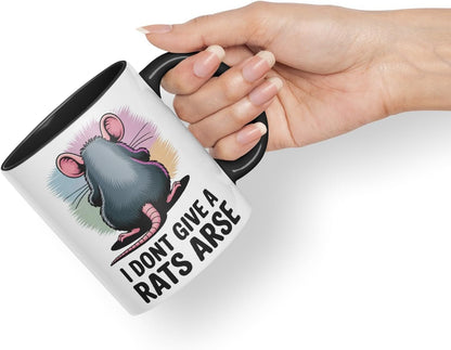Vixar I Don’t Give a Rat’s Arse – Coloured Ceramic Mug Cup Gift, 11oz (Black)