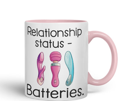 Vixar Relationship Status Batteries Adult Joke Sarcastic Tree Presents Coloured Ceramic Mug Cup Gift 330ml 11oz Work Office Tea Coffee Gift