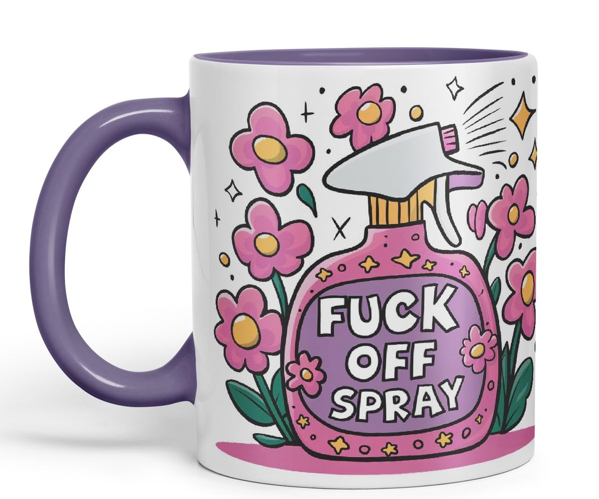 Vixar F** Off Spray – Coloured Ceramic Mug Cup Gift, 11oz (Black)