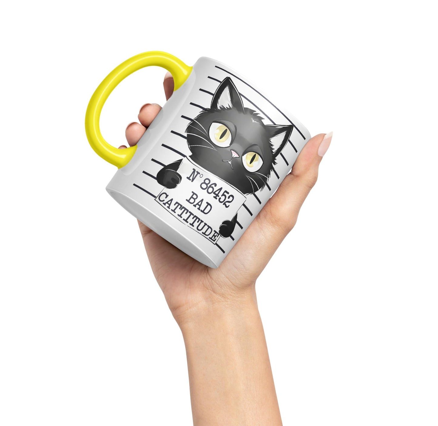 Vixar Bad Cattitude Prison Cats Sarcastic Joke Ceramic Coloured Mug Cup for Tea Coffee Hot Brew 330ml 11Oz