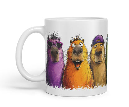 Vixar Funny Capybaras Mug – Cute Capybara Animal Coloured Ceramic Mug Cup Gift, 11oz (Black)