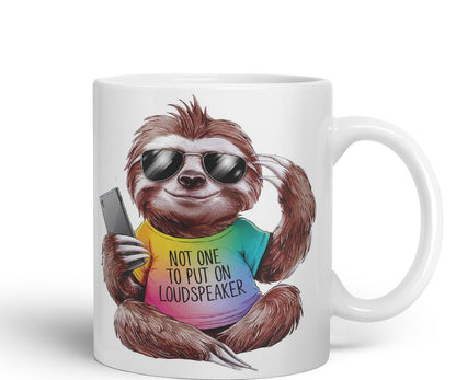 Vixar Not One to Put on Loudspeaker – Coloured Ceramic Mug Cup Gift, 11oz (Black)