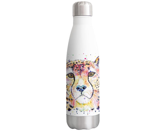 Vixar Cheetah Big cat safari Animals Watercolour Bottle double Wall insulated Stainless steel sport Drinks 500ml