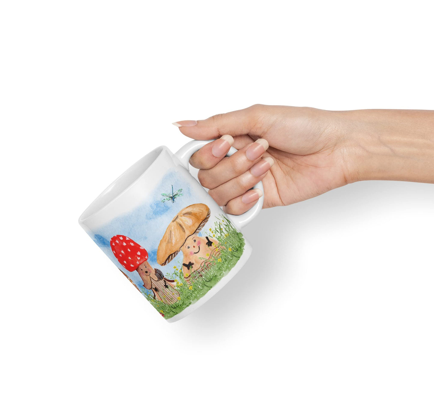 Vixar Mushrooms Red Wild Watercolour Art Coloured Mug Cup Gift Birthday Work Office Tea Coffee