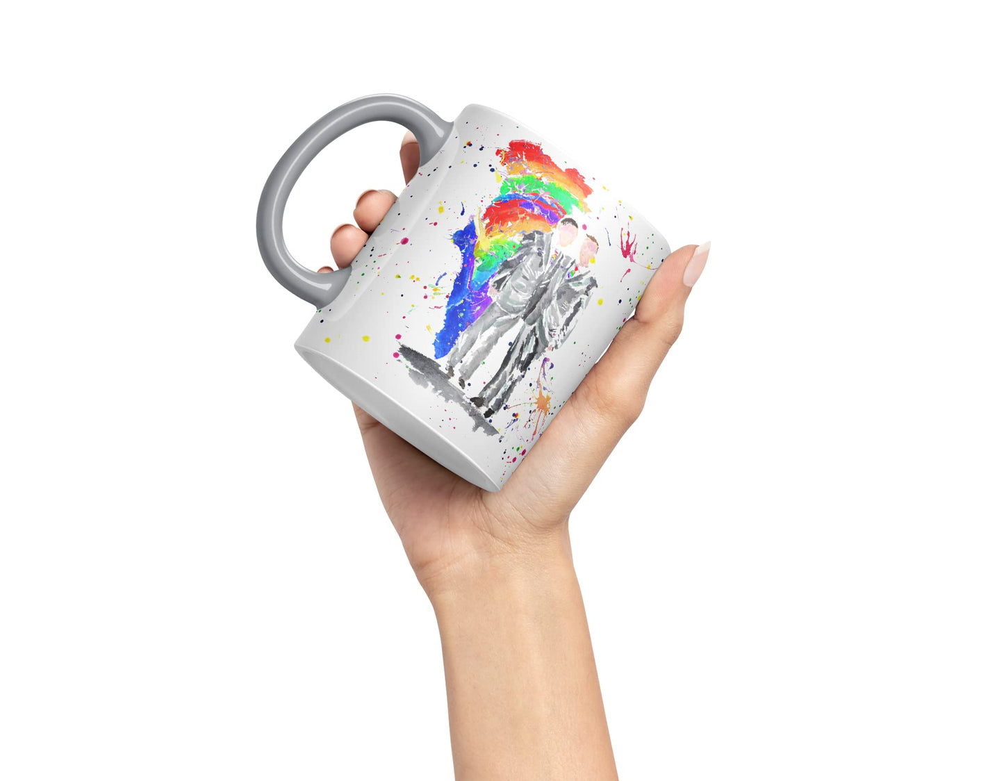 Vixar Wedding Mr and Mr Pride Gay Watercolour Art Coloured Mug Cup Gift Birthday Work Office Tea Coffee