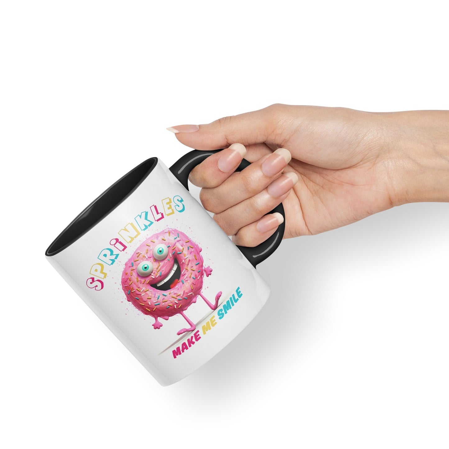 Sprinkles Make Me Smile Sweet Joke sarkasm Sarcastic Ceramic Coloured Mug Cup for Tea Coffee Hot Brew 330ml 11Oz Gift