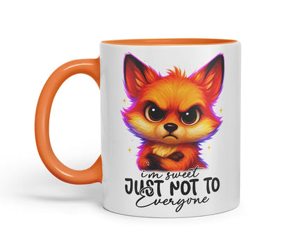 Vixar I'm Sweet Just Not to Everyone Sarcastic Fox – Coloured Ceramic Mug Cup Gift, 11oz (Black)