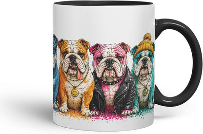 Vixar English Bulldog Dog Mug – Cute Bulldog Coloured Ceramic Mug Cup Gift, 11oz (Black)