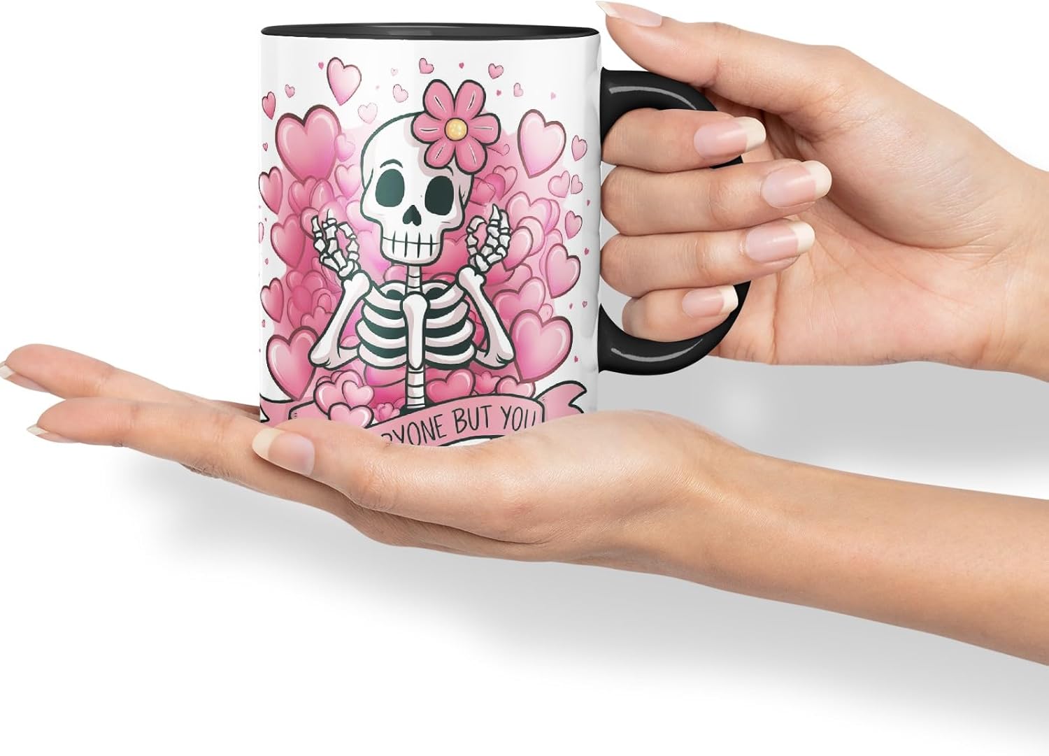 Vixar I Hate Everyone But You – Coloured Ceramic Mug Cup Gift, 11oz (Black)