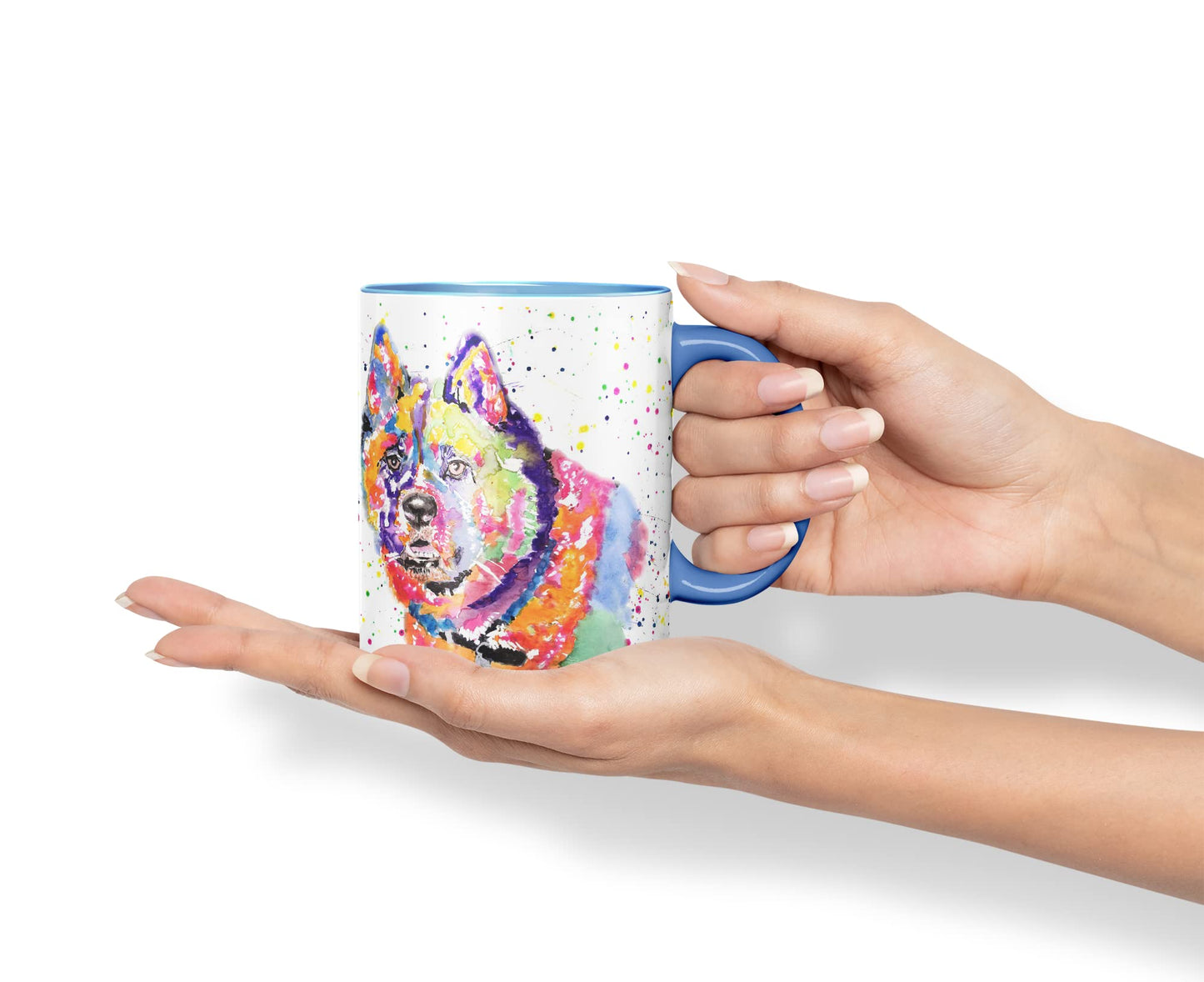 Vixar Akita Japanese Dog Breed Pet Animals Watercolour Art Coloured Mug Cup Gift Birthday Work Office Tea Coffee