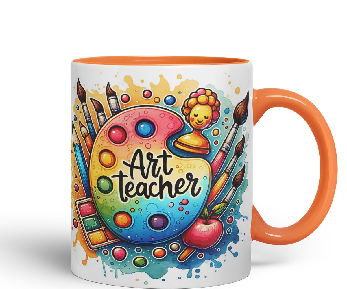 Vixar Art Teacher Mug Thank You, End of School Gift Ceramic Coloured Mug Cup for Tea Coffee Hot Brew 330ml 11Oz Gift