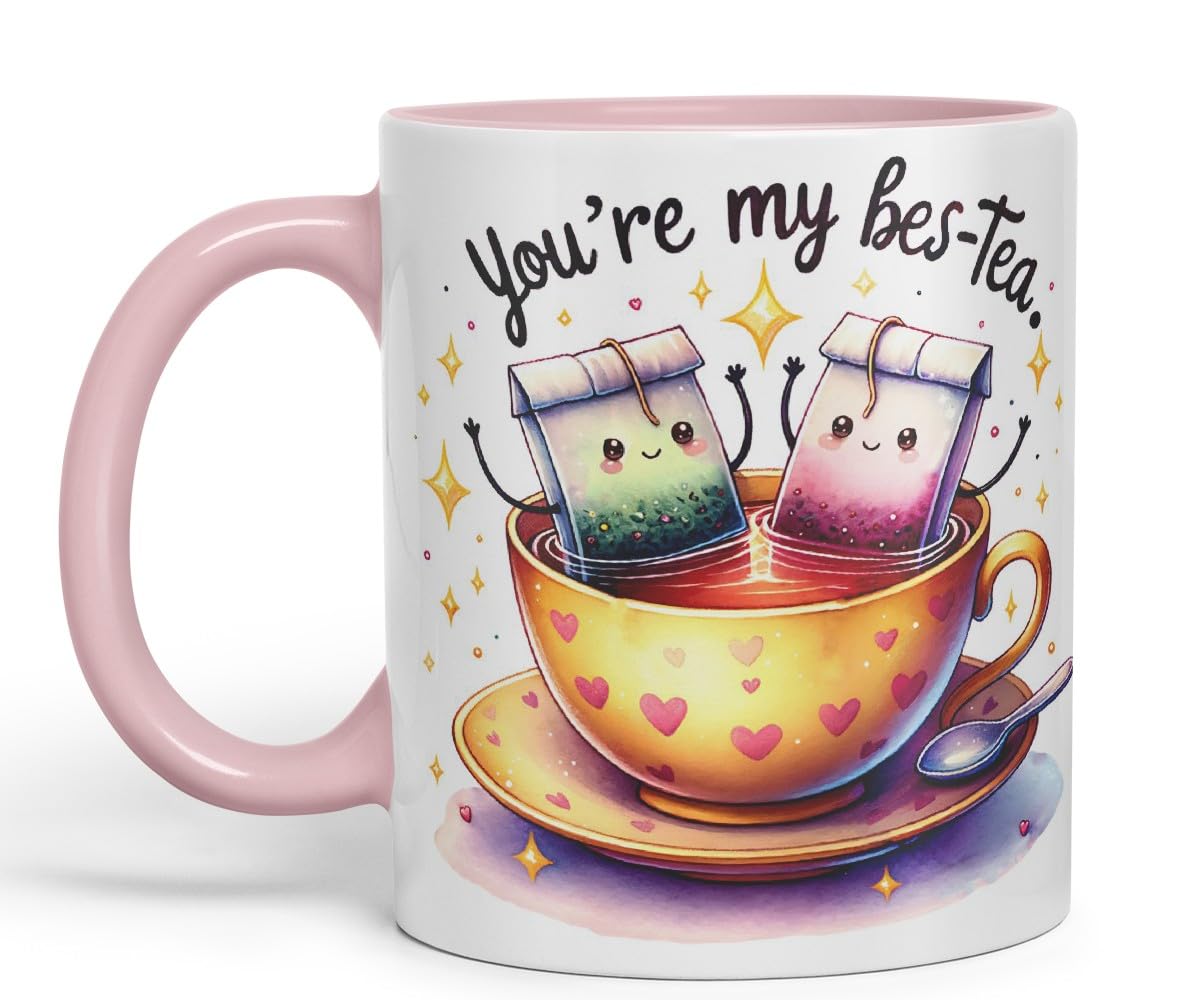 Vixar You’re My BES-Tea Coloured Ceramic Cup Mug – Gift for Best Friend, Couple or Coworker – 11oz (Black)