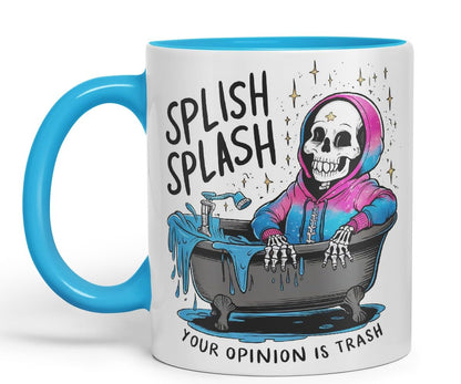 Vixar Splish Splash Your Opinion is Trash – Coloured Ceramic Mug Cup Gift, 11oz (Black)