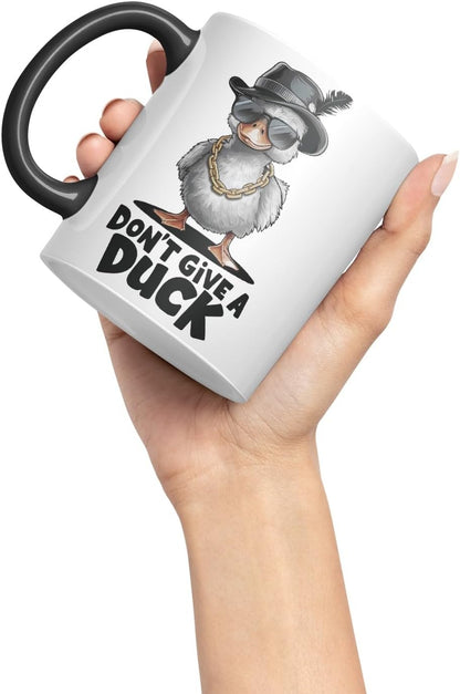 Vixar Don’t Give a Duck – Coloured Ceramic Mug Cup Gift, 11oz (Black)