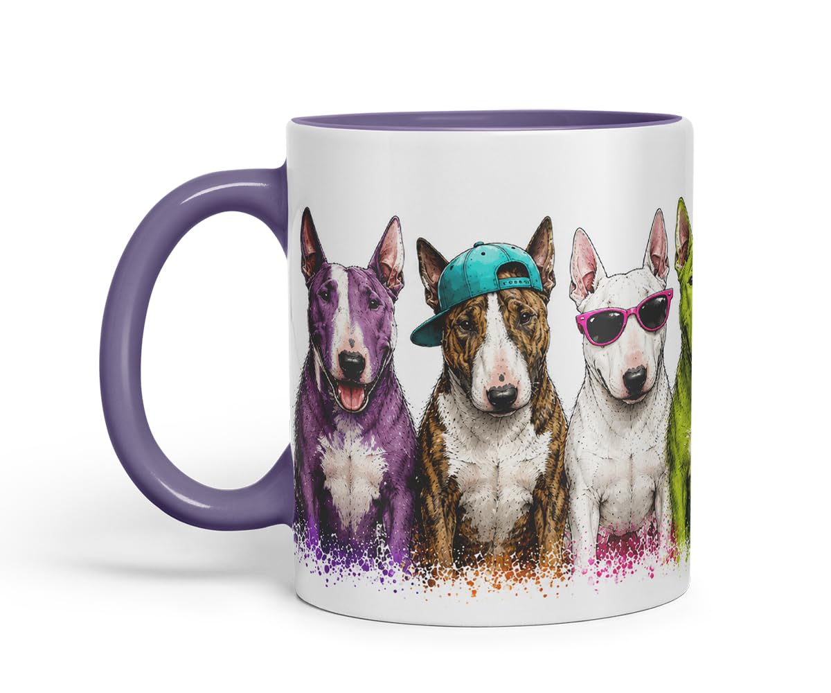 Vixar English Bull Terrier Dog Mug – Cute Bull Terrier Coloured Ceramic Mug Cup Gift, 11oz (Black)