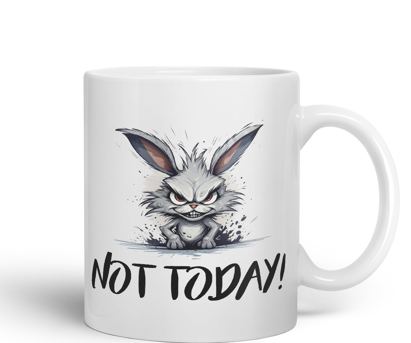 Not Today! Hunry Bunny Hare Joke sarkasm Sarcastic Ceramic Coloured Mug Cup for Tea Coffee Hot Brew 330ml 11Oz Gift