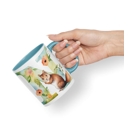 Letter N mug, Animals Alphabet Letter N Monogram animal for kids Ceramic Coloured Mug Cup for Tea Coffee Hot brew 330ml 11Oz Gift