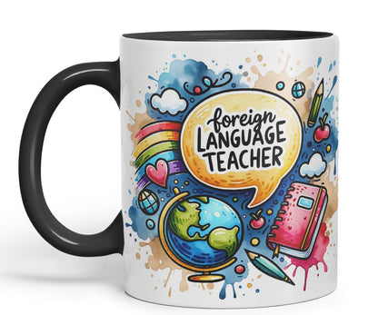 Vixar Foreign Language Teacher Teacher Mug Thank You, End of School Gift Ceramic Coloured Mug Cup for Tea Coffee Hot Brew 330ml 11Oz Gift