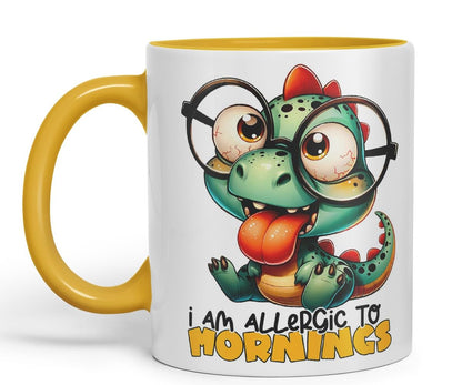 Vixar I Am Allergic to Mornings Coloured Ceramic Mug Cup 11oz Funny Sarcastic Gift (Black)