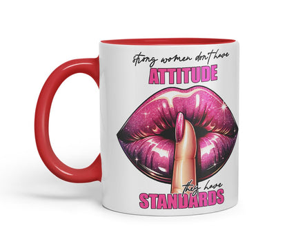 Vixar Strong Women Standards Mug – Coloured Ceramic Mug Cup Gift, 11oz (Black)