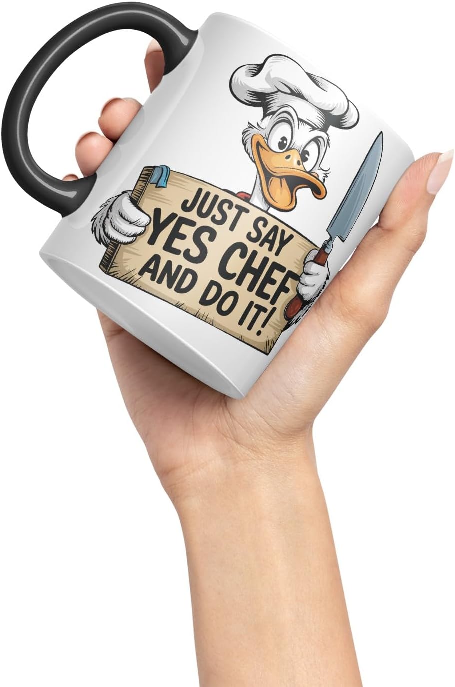Vixar Just Say Yes Chef and Do It! – Coloured Ceramic Mug Cup Gift, 11oz (Black)