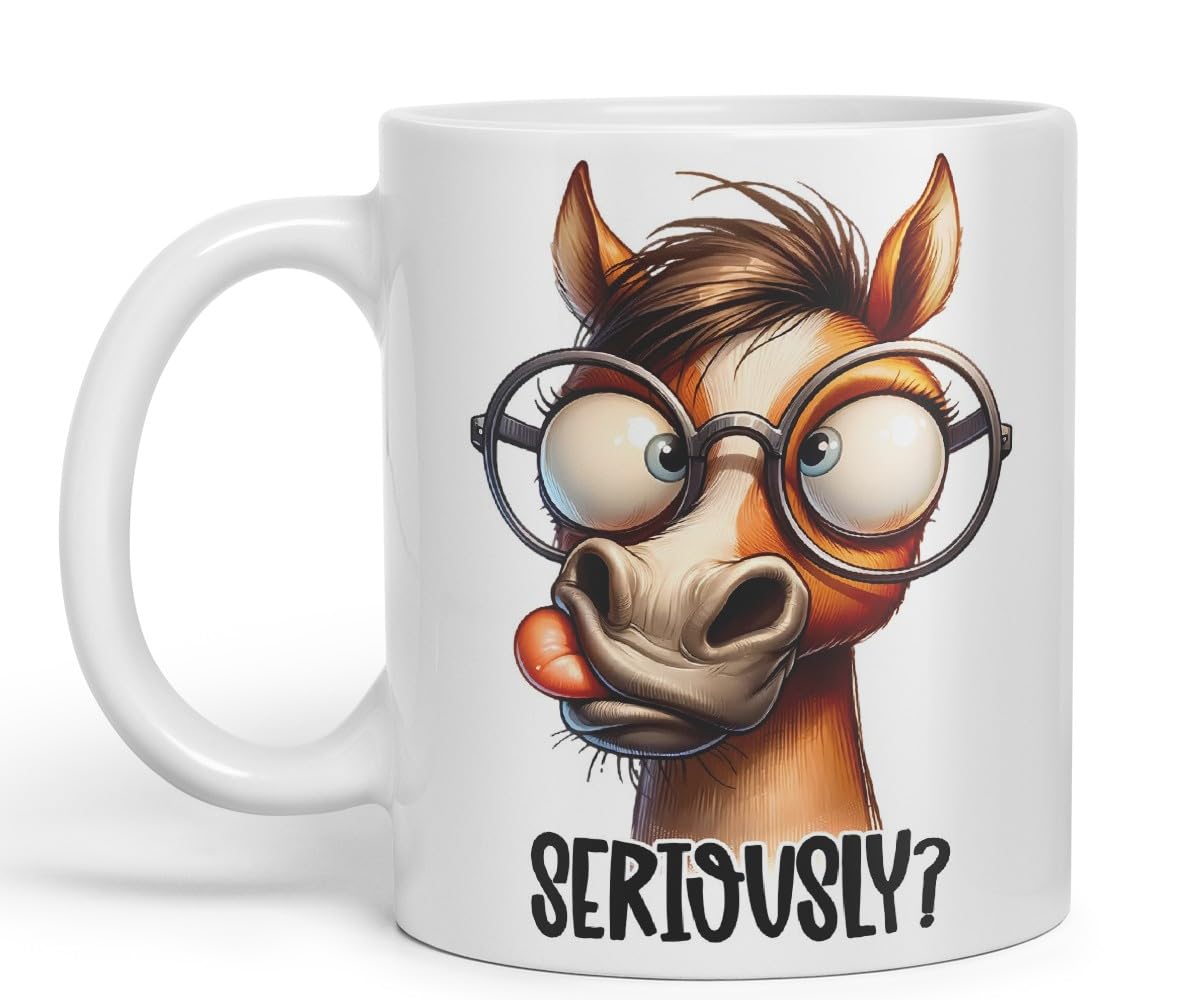 Vixar Seriously? Coloured Ceramic Mug Cup 11oz Funny Sarcastic Gift (Black)
