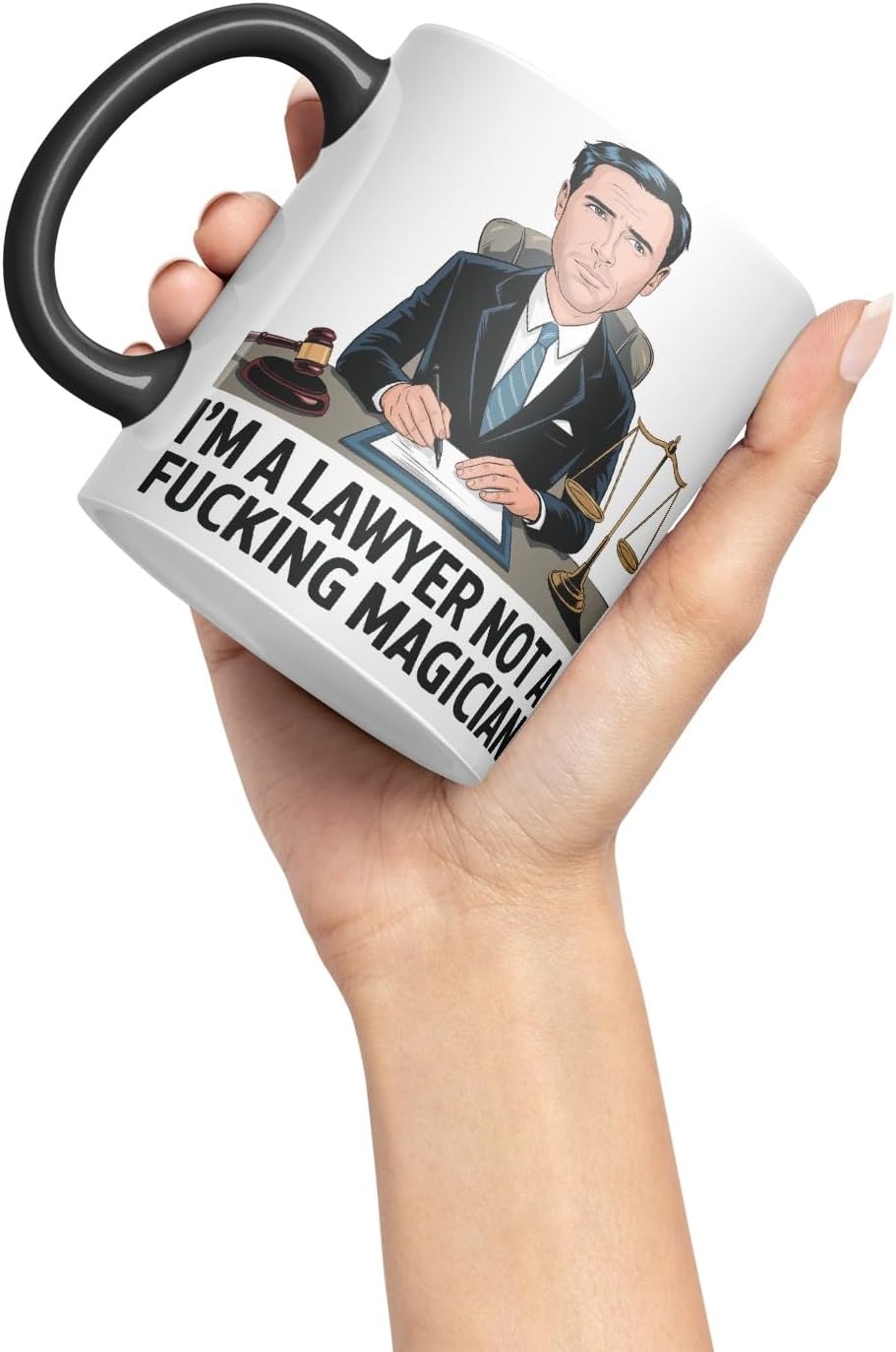 Vixar I’m a Lawyer, Not a F*cking Magician – Coloured Ceramic Mug Cup Gift, 11oz (Black)