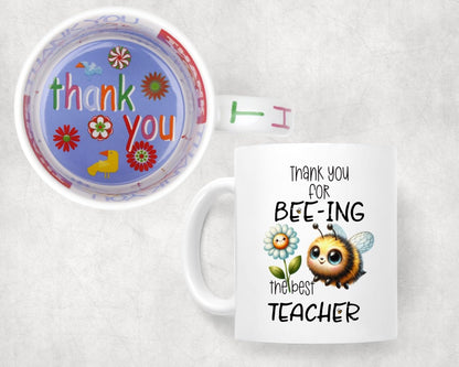 Teacher Thank You for Bee-ing The best teacher Ceramic Coloured Mug Cup for Tea Coffee Hot brew 330ml 11Oz