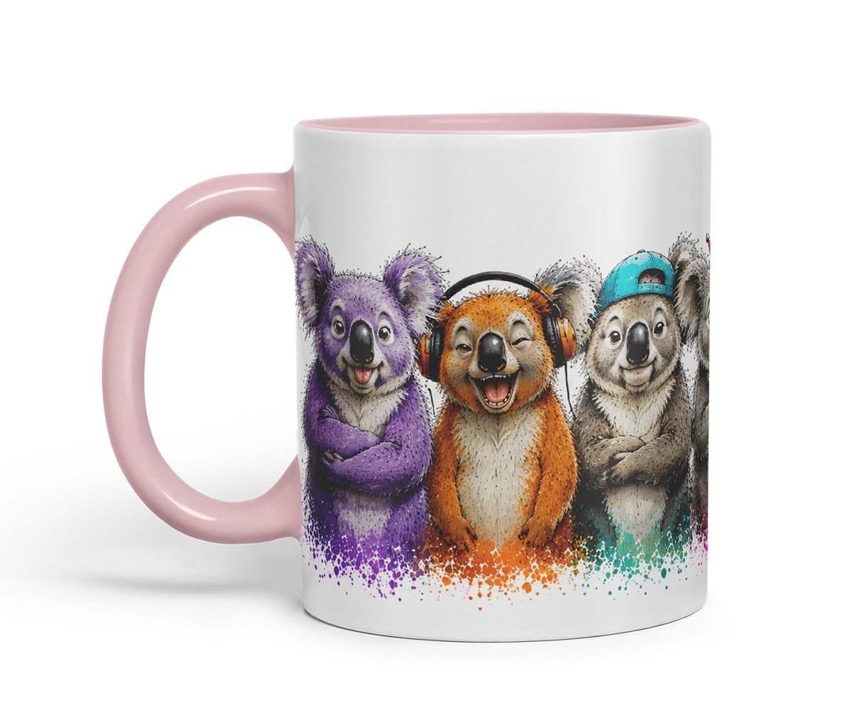Koala Mug – Cute Koala Animal Coloured Ceramic Mug Cup Gift, 11oz (Black)