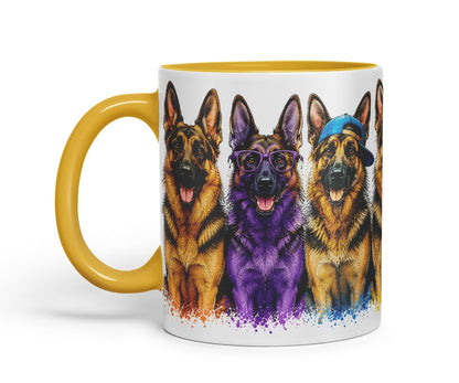 Vixar German Shepherd Dog Mug – Cute German Shepherd Coloured Ceramic Mug Cup Gift, 11oz (Black)