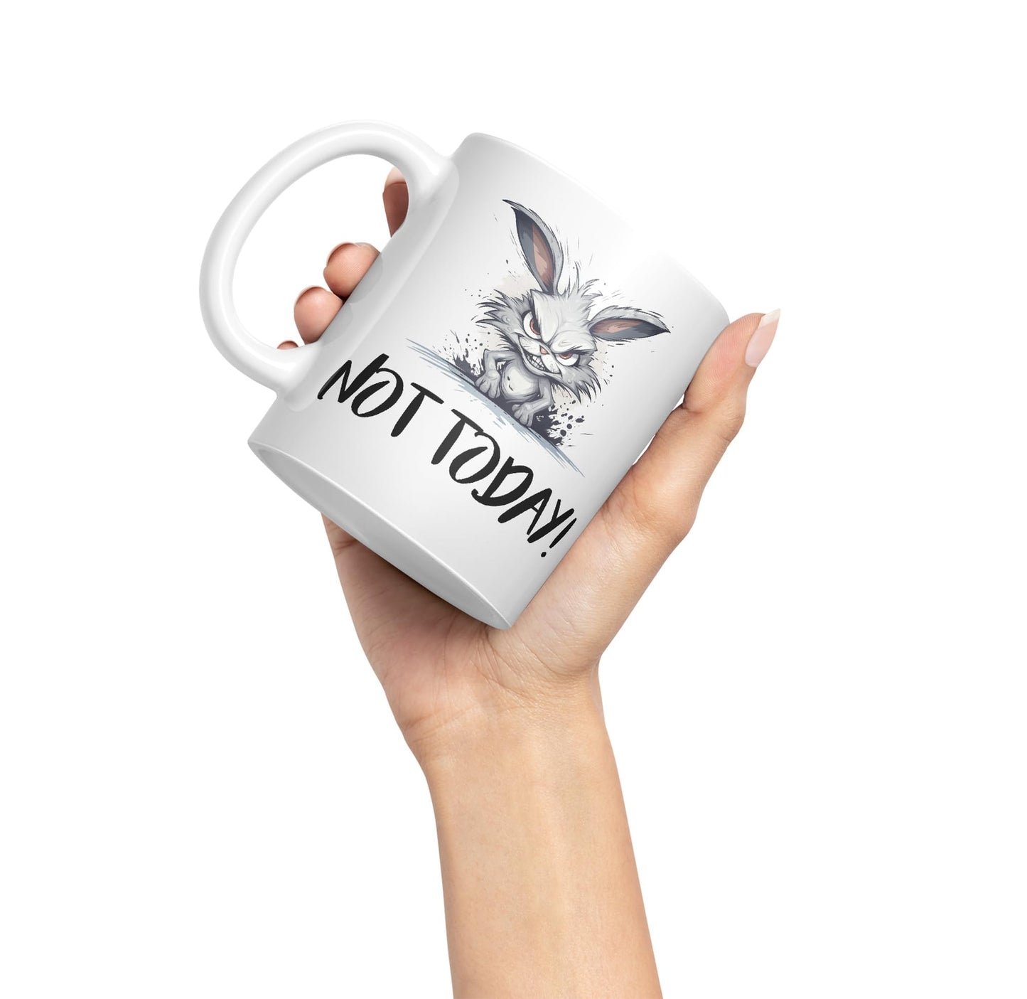 Not Today! Hunry Bunny Hare Joke sarkasm Sarcastic Ceramic Coloured Mug Cup for Tea Coffee Hot Brew 330ml 11Oz Gift