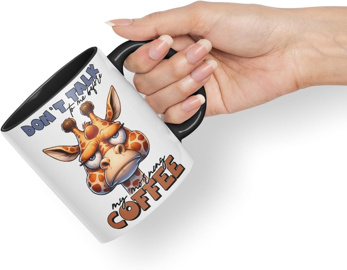 Vixar Don’t Talk to Me Before My Morning Coffee Giraffe Coloured Ceramic Mug Cup 11oz Funny Sarcastic Gift (Black)