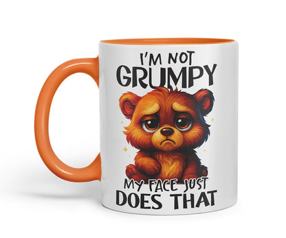 Vixar I'm Not Grumpy My Face Just Does that Funny Bear Mug – Coloured Ceramic Mug Cup Gift, 11oz (Black)