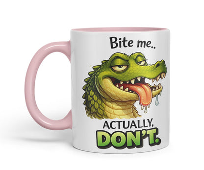Vixar Bite Me Actually Don't Crocodile Coloured Ceramic Mug Cup Gift, 11oz (Black)