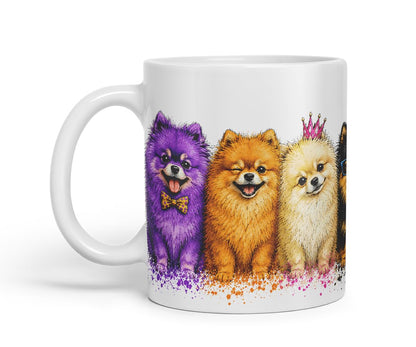 Vixar Pomeranian Dog Mug – Cute Pomeranian Dog Coloured Ceramic Mug Cup Gift, 11oz (Black)
