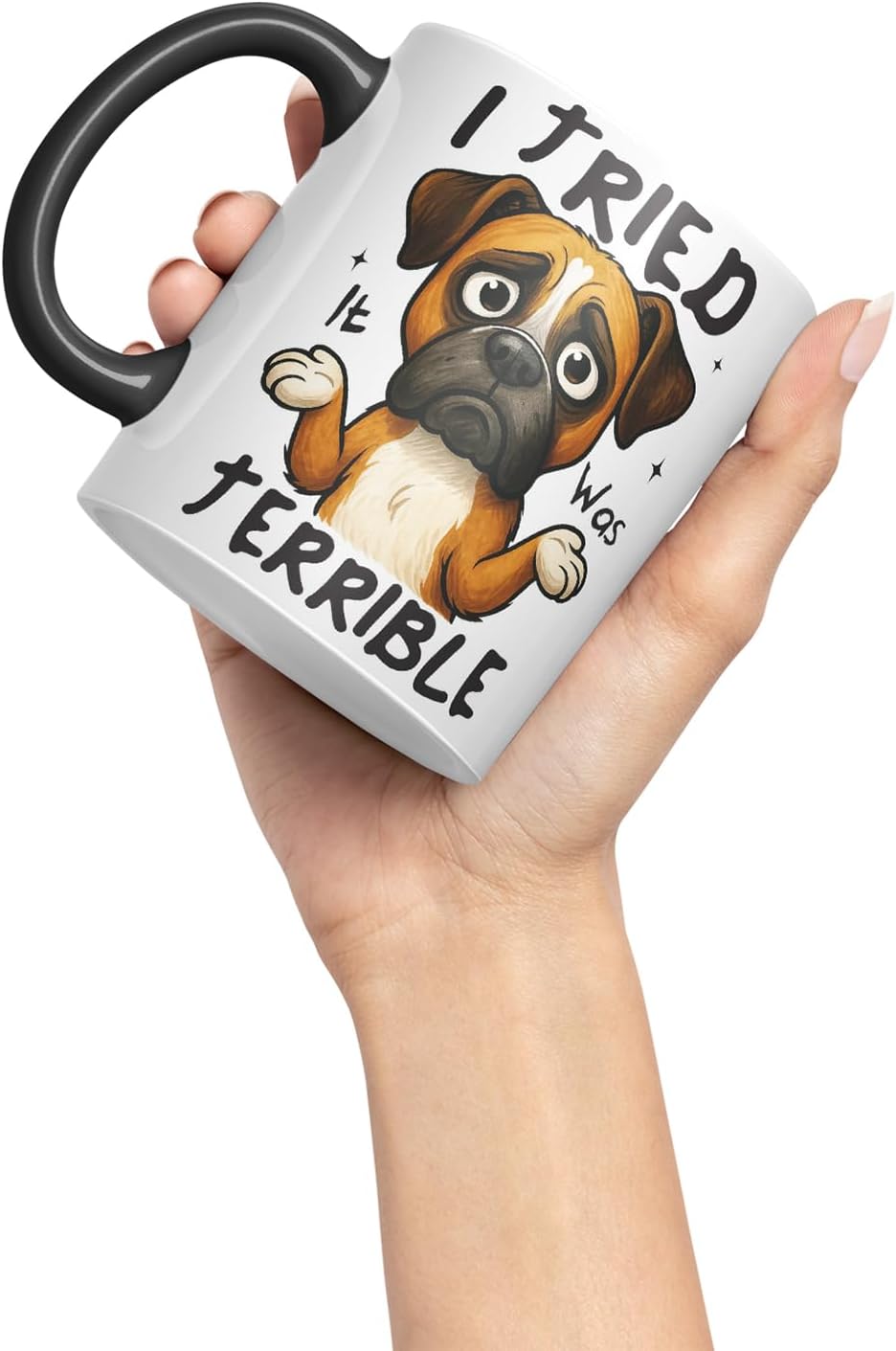 Vixar I Tried. It was Terrible Boxer Dog Mug – Coloured Ceramic Mug Cup Gift, 11oz (Black)