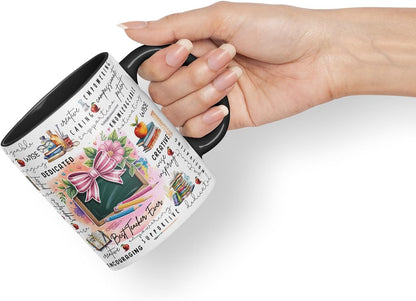 Vixar Best Teacher Ever Mug – Coloured Ceramic Mug Cup Gift, 11oz (Black)