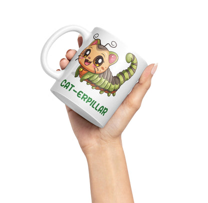 Cat-erpillar cat Kitten Joke sarkasm Sarcastic Ceramic Coloured Mug Cup for Tea Coffee Hot Brew 330ml 11Oz Gift