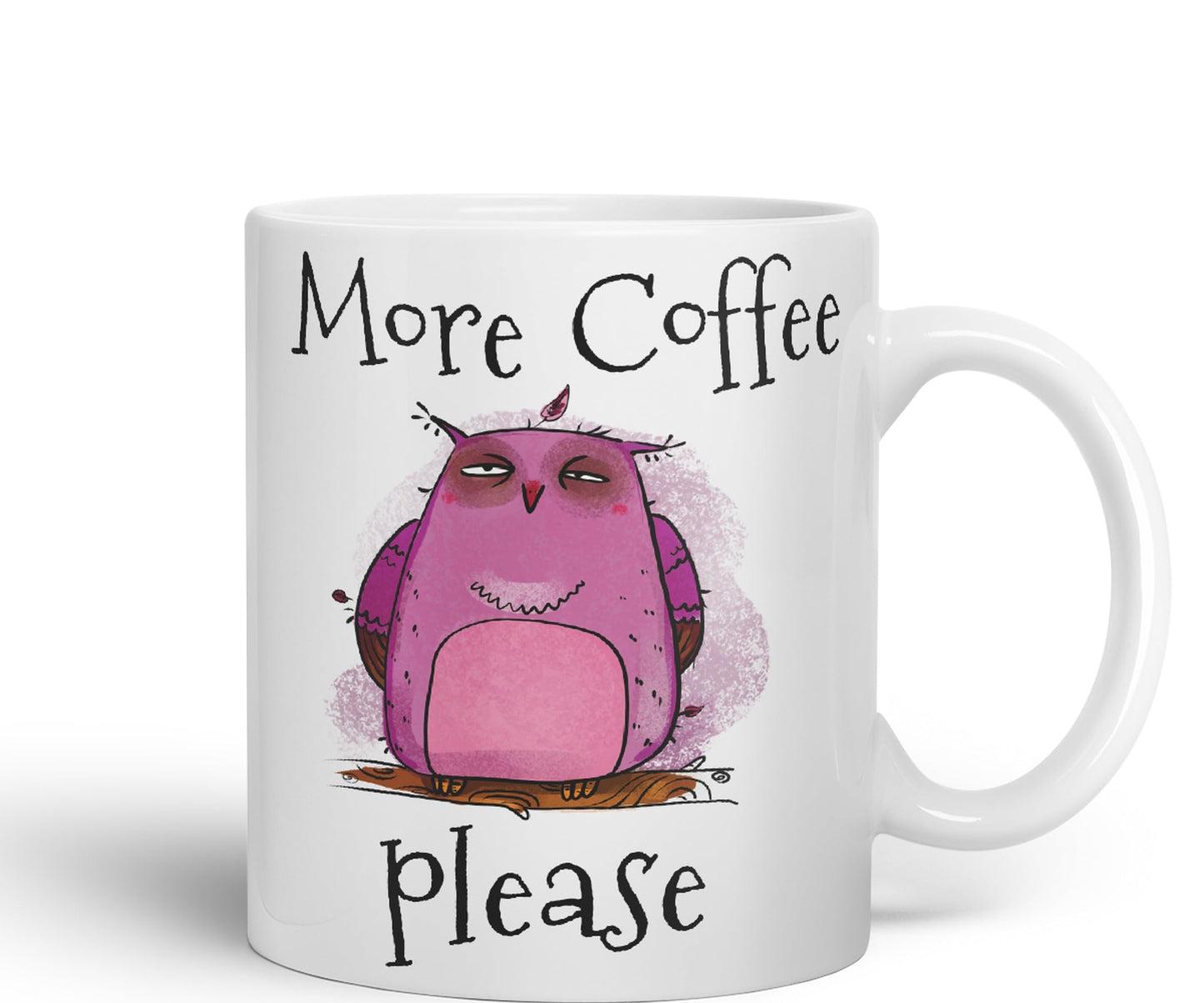 Vixar More Coffee Please owl Ceramic Coloured Mug Cup Gift Tea Coffee Christmas Office Home Joke Sarcastic