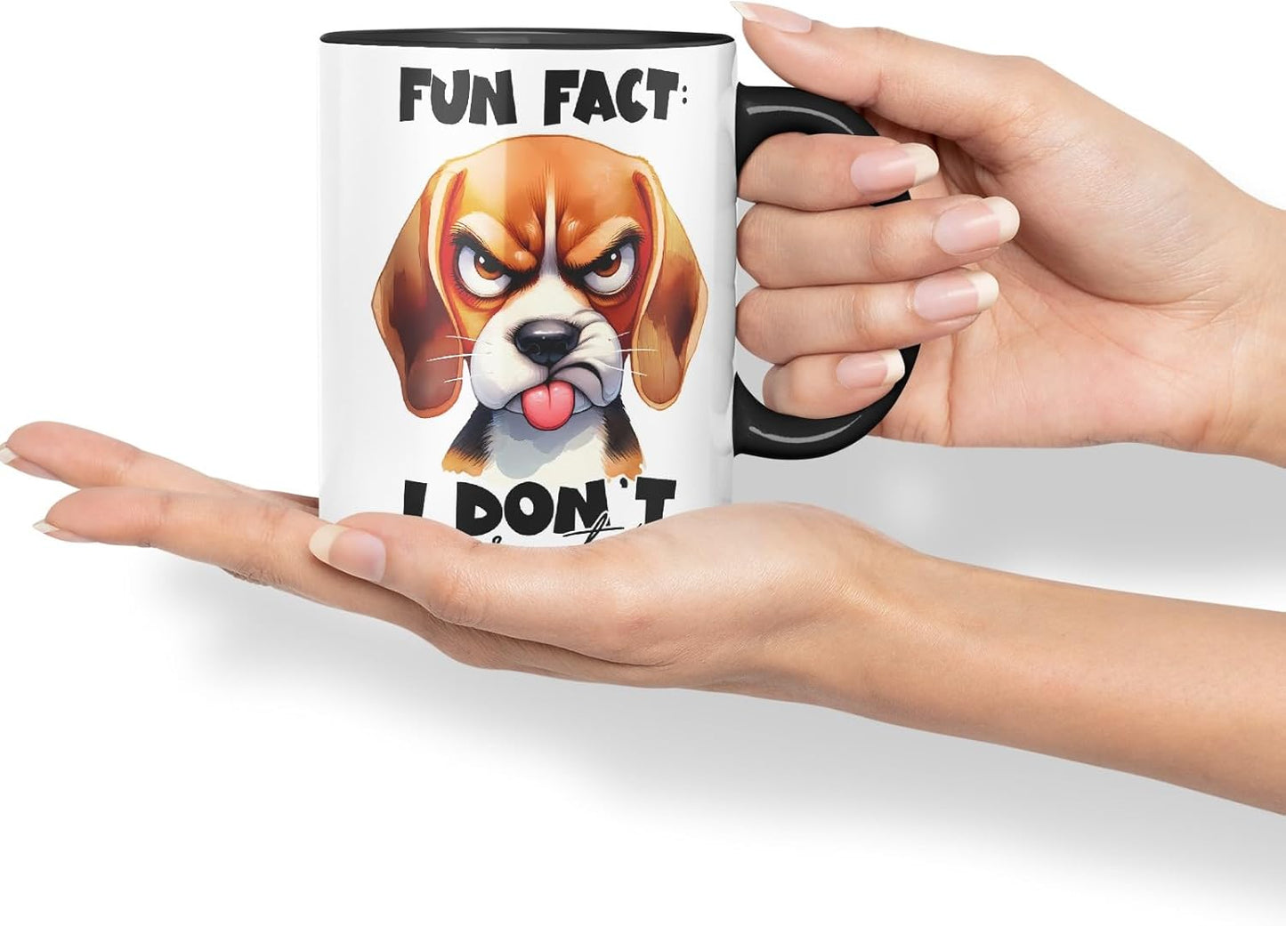 Vixar Fun Fact: I Don’t Care at All Dog Coloured Ceramic Mug Cup 11oz Funny Sarcastic Gift (Black)
